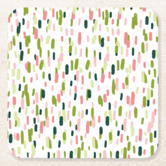 Dessous-de-verre Carré En Papier Abstrait rose vert moderne (Devant)