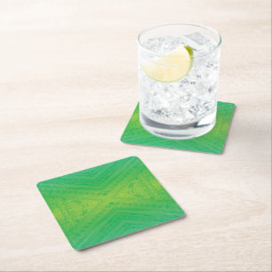 Dessous-de-verre Carré En Papier Acceptation   Motif de Shibori jaune bleu