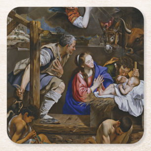 Dessous-de-verre Carré En Papier Adoration des bergers - Juan Bautista Maino