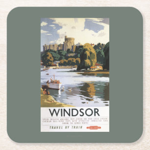 Dessous-de-verre Carré En Papier Affiche britannique de la Tamise de château de