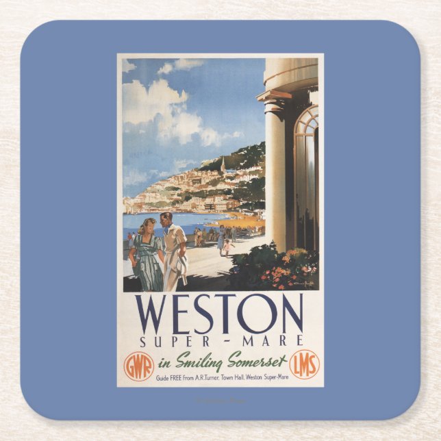 Dessous-de-verre Carré En Papier Affiche de négligence de chemin de fer de côte de (Devant)