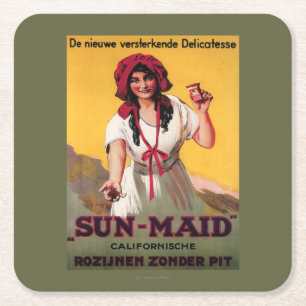 Dessous-de-verre Carré En Papier Affiche de raisin sec de la Californie de