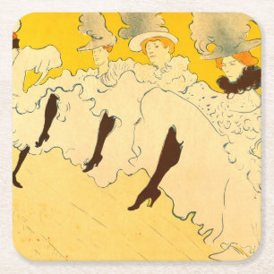 Dessous-de-verre Carré En Papier Affiche de Toulouse Lautrec Jeune Fille Jaune Dans
