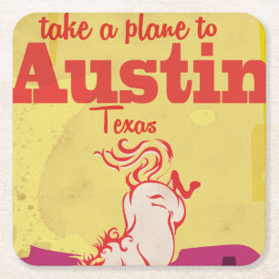 Dessous-de-verre Carré En Papier Affiche de voyage d'Austin Texas vintage