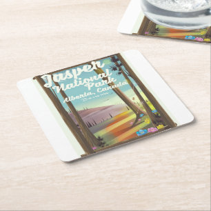 Dessous-de-verre Carré En Papier Affiche de voyage du parc national Jasper, Canada