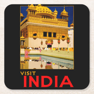 Dessous-de-verre Carré En Papier Affiche de voyage Inde art indien vintage