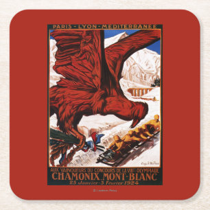 Dessous-de-verre Carré En Papier Affiche des Jeux olympiques d'hiver de 1924