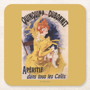 Dessous-de-verre Carré En Papier Affiche promotionnelle d'apéritif de Quinquina