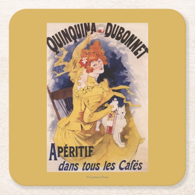 Dessous-de-verre Carré En Papier Affiche promotionnelle d'apéritif de Quinquina (Devant)
