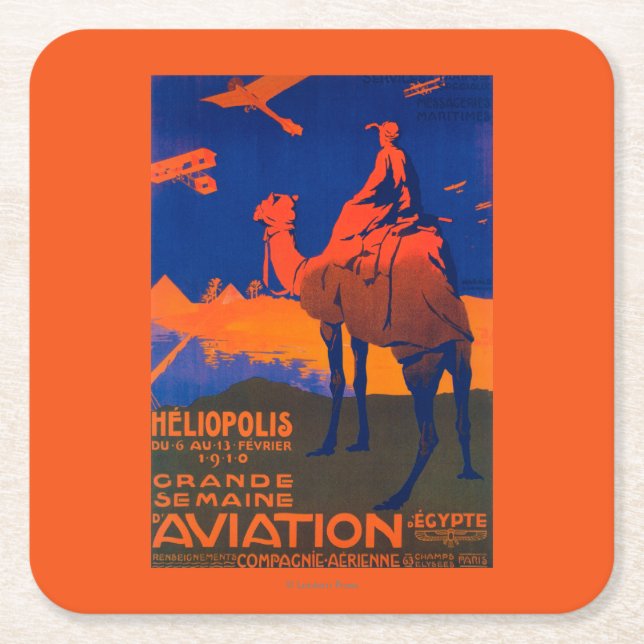 Dessous-de-verre Carré En Papier Affiche promotionnelle de ligne aérienne française (Devant)