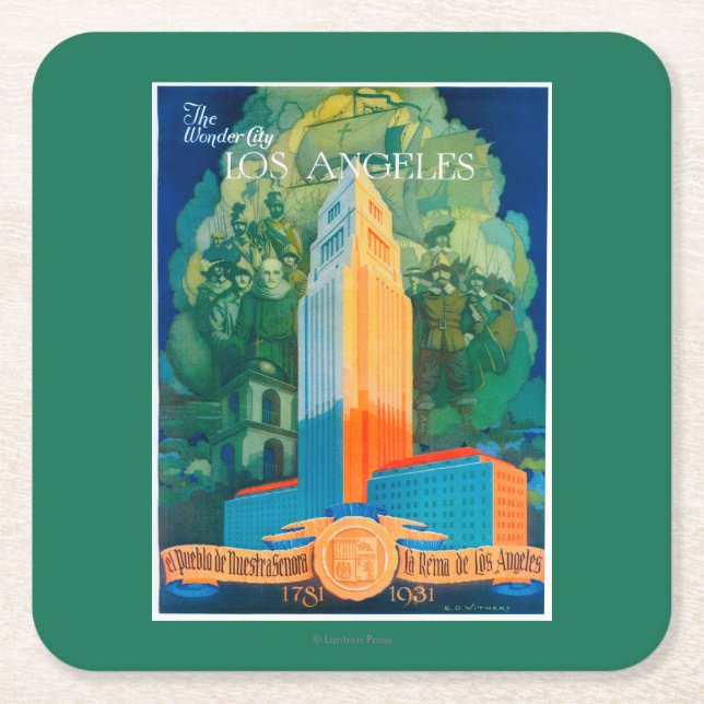 Dessous-de-verre Carré En Papier Affiche promotionnelle de Los Angeles (Devant)
