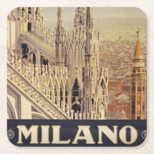 Dessous-de-verre Carré En Papier Affiche Vintage voyage De La Cathédrale À Milan, I