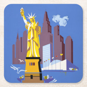 Dessous-de-verre Carré En Papier Affiche Vintage voyage pour Allegheny Airlines