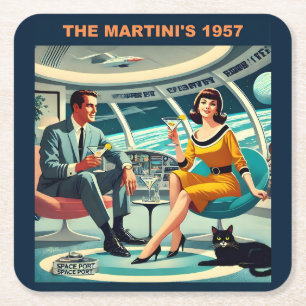 Dessous-de-verre Carré En Papier Affiches de voyage spatiaux Martini Les Martini's