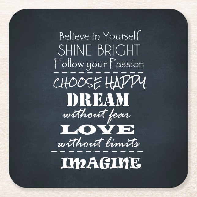 Dessous-de-verre Carré En Papier Affirmations de devis motivationnelles (Devant)