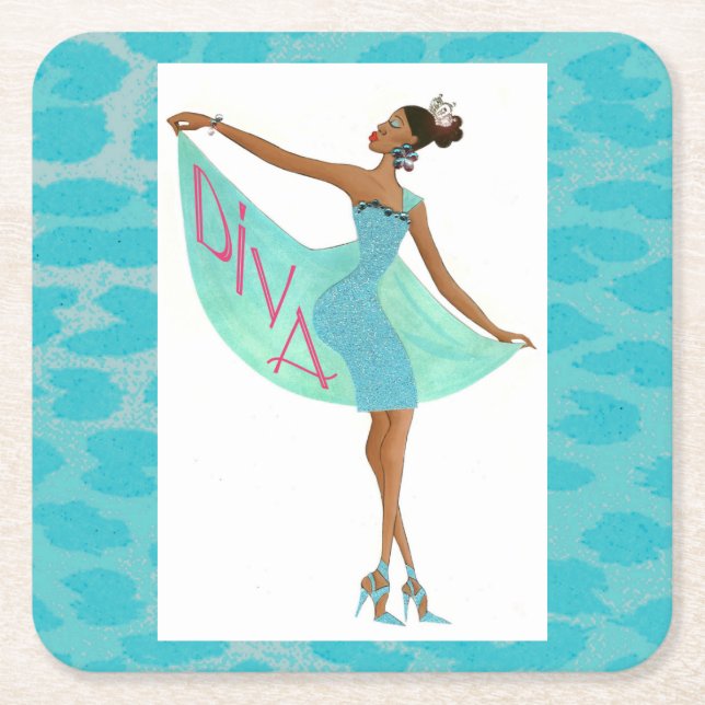 Dessous-de-verre Carré En Papier "African+American+Diva" (Devant)