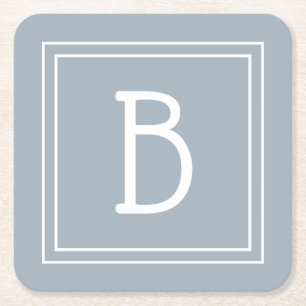 Dessous-de-verre Carré En Papier Agritourisme moderne Monogramme Bleu & Blanc Initi