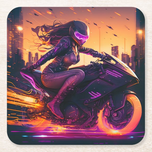 Dessous-de-verre Carré En Papier AI motocycle généralisé art #3 (Devant)