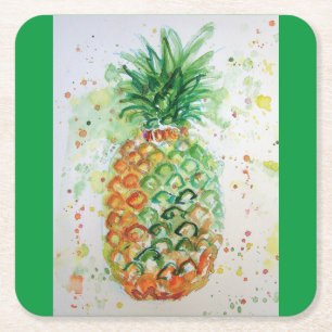 Dessous-de-verre Carré En Papier Aiguille Fruit Nourriture Tropical Art Orange Lime