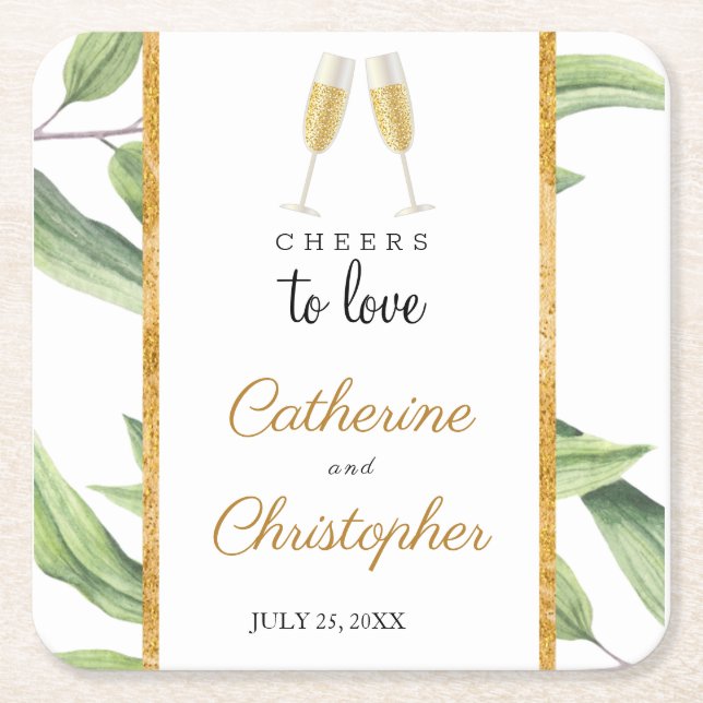 Dessous-de-verre Carré En Papier Aimer la verdure champagne (Devant)