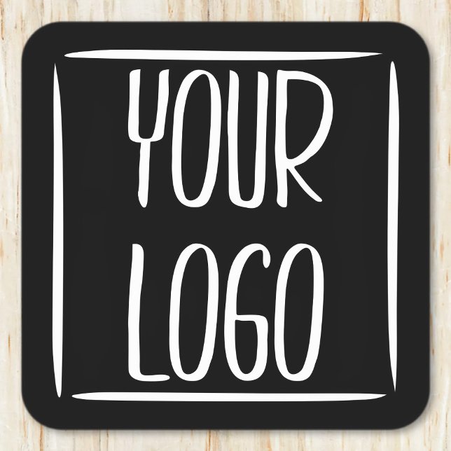 Dessous-de-verre Carré En Papier Ajouter votre propre logo | Arrière - plan noir (o (Créateur téléchargé)