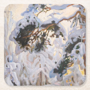 Dessous-de-verre Carré En Papier Akseli Gallen-Kallela - Forêt en hiver