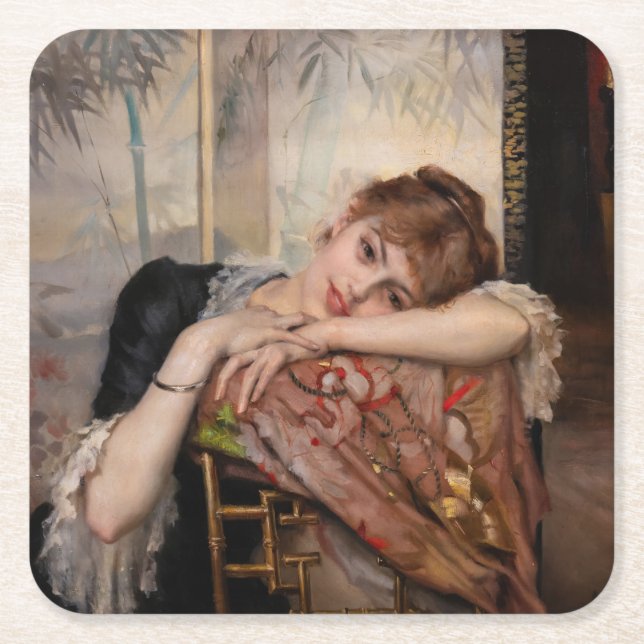 Dessous-de-verre Carré En Papier Albert Edelfeel - La Parisienne / Virginie (Devant)