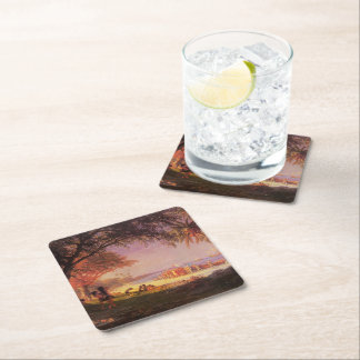 Dessous-de-verre Carré En Papier Alberta Bierstadt, The Landing of Columbus