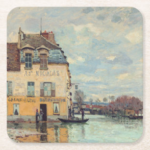 Dessous-de-verre Carré En Papier Alfred Sisley - Inondation à Port-Marly 1872