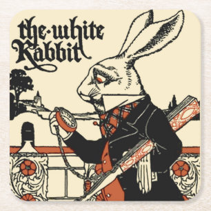 Dessous-de-verre Carré En Papier Alice Lapin Blanc Classique Wonderland 