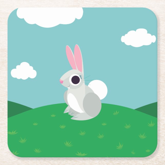 Dessous-de-verre Carré En Papier Alice le lapin (Devant)
