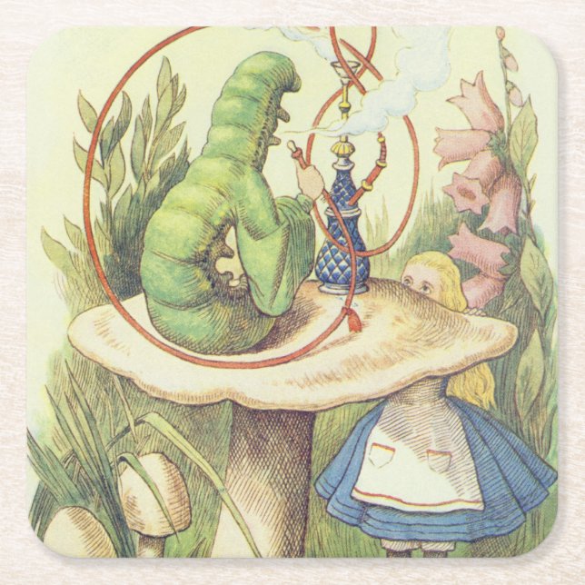 Dessous-de-verre Carré En Papier Alice rencontre la Caterpillar (Devant)