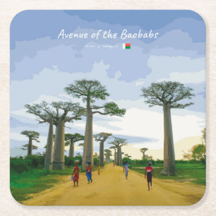 Dessous-de-verre Carré En Papier Allée des Baobabs, Madagascar - Paysage
