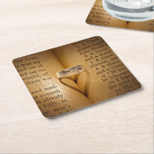 Dessous-de-verre Carré En Papier Alliance de mariage ombre de cœur sur la Bible
