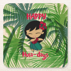 Dessous-de-verre Carré En Papier Aloha Honeys Noël Holiday Hula Girl Palms Nap