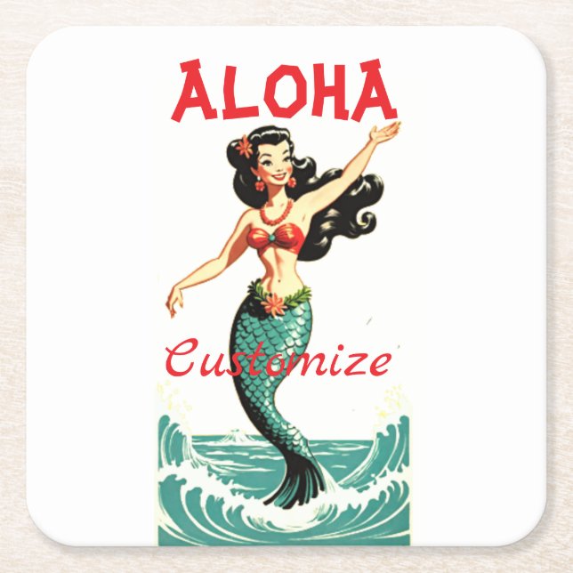Dessous-de-verre Carré En Papier Aloha Mermaid Thunder_Thunder_Cove (Devant)
