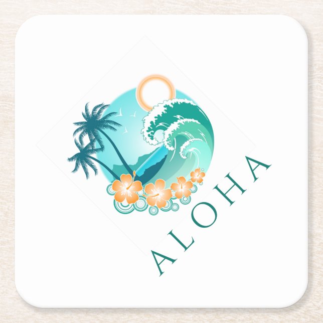 Dessous-de-verre Carré En Papier Aloha Tropical (Devant)
