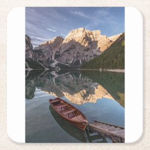 Dessous-de-verre Carré En Papier Alpes de dolomite Pragser Wildsee Tyrol,