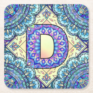 Dessous-de-verre Carré En Papier Alphabet D mandala