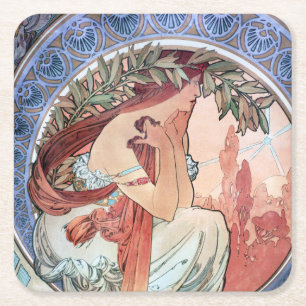 Dessous-de-verre Carré En Papier Alphonse Mucha
