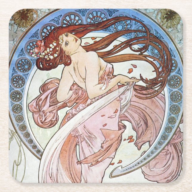Dessous-de-verre Carré En Papier Alphonse Mucha déesse (Devant)