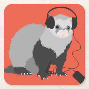 Dessous-de-verre Carré En Papier Amant Musique Drôle Ferret