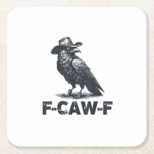 Dessous-de-verre Carré En Papier Amateur de corbeau rétro F-Caw-F Crow
