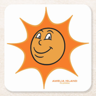 Dessous-de-verre Carré En Papier Amelia Island Big Vintage Soleil souriant