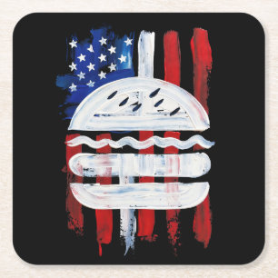 Dessous-de-verre Carré En Papier America Burger (Peinture noire n°1)