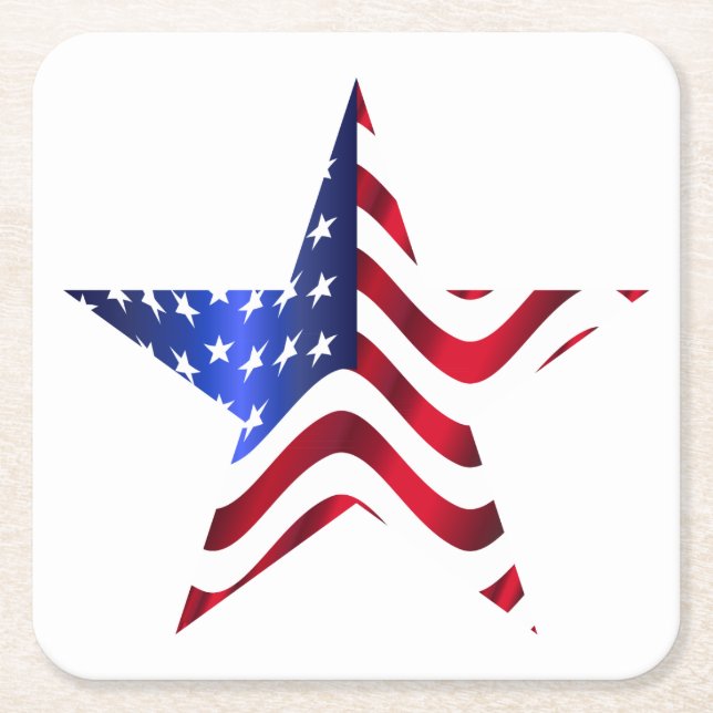 Dessous-de-verre Carré En Papier American Flag, Star 4 juillet Dessous de verre (Devant)