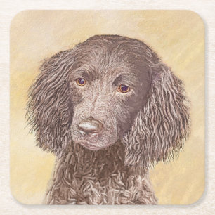 Dessous-de-verre Carré En Papier American Water Spaniel Peinture - Original Dog Art