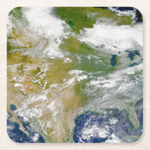 Dessous-de-verre Carré En Papier Amérique Du Nord Avec Fumée Visible Dans Les Endro