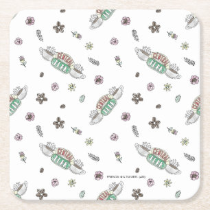 Dessous-de-verre Carré En Papier AMIS™   Central Perk Coffee Motif d'aquarelle