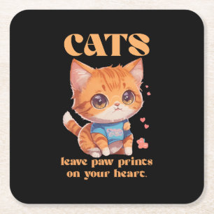 Dessous-de-verre Carré En Papier amour de chat mignon